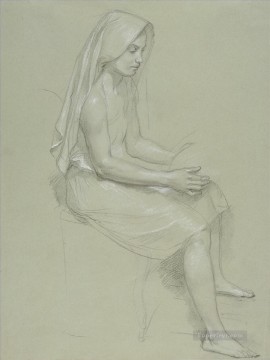 ウィリアム・アドルフ・ブーグロー Painting - ベールをかぶった着席女性像の習作 リアリズム ウィリアム・アドルフ・ブーグロー